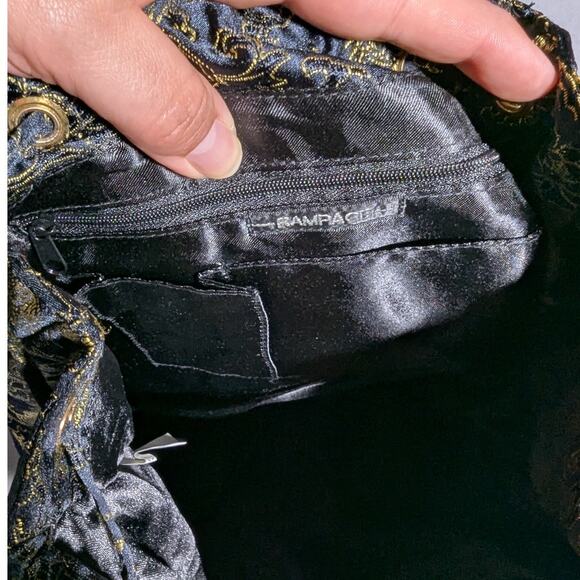 Vtg Y2K Rampage China Doll Black Red Dragon Brocade Satin Bucket Backpack NWT - Picture 3 of 4